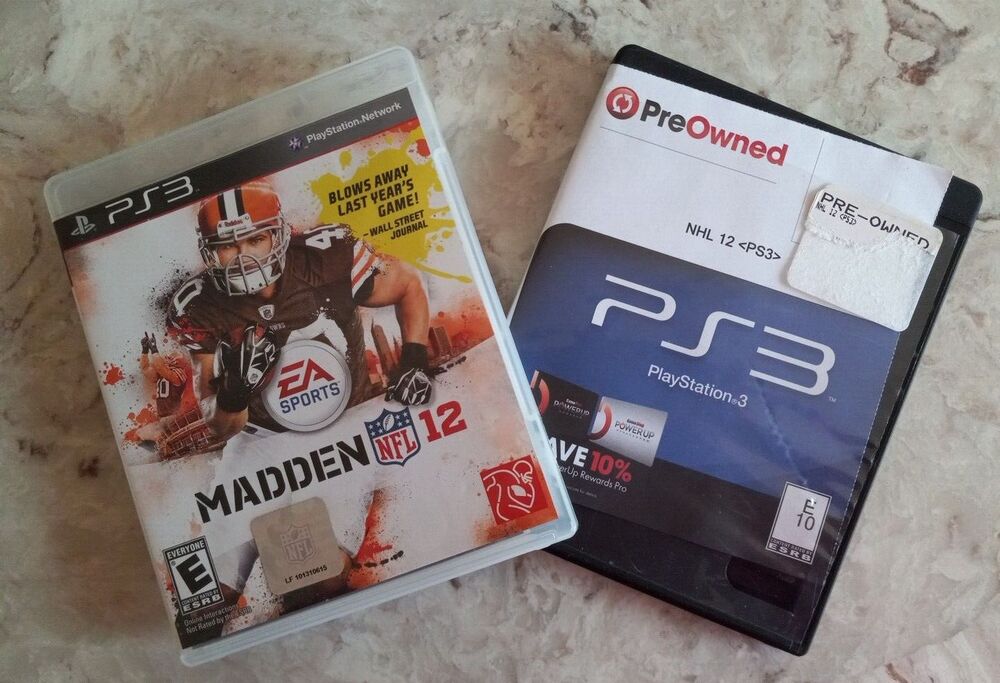 LOT MADDEN 12 NFL PS3 and NHL 12 PS3 Playstation Game Bundle of Two Games